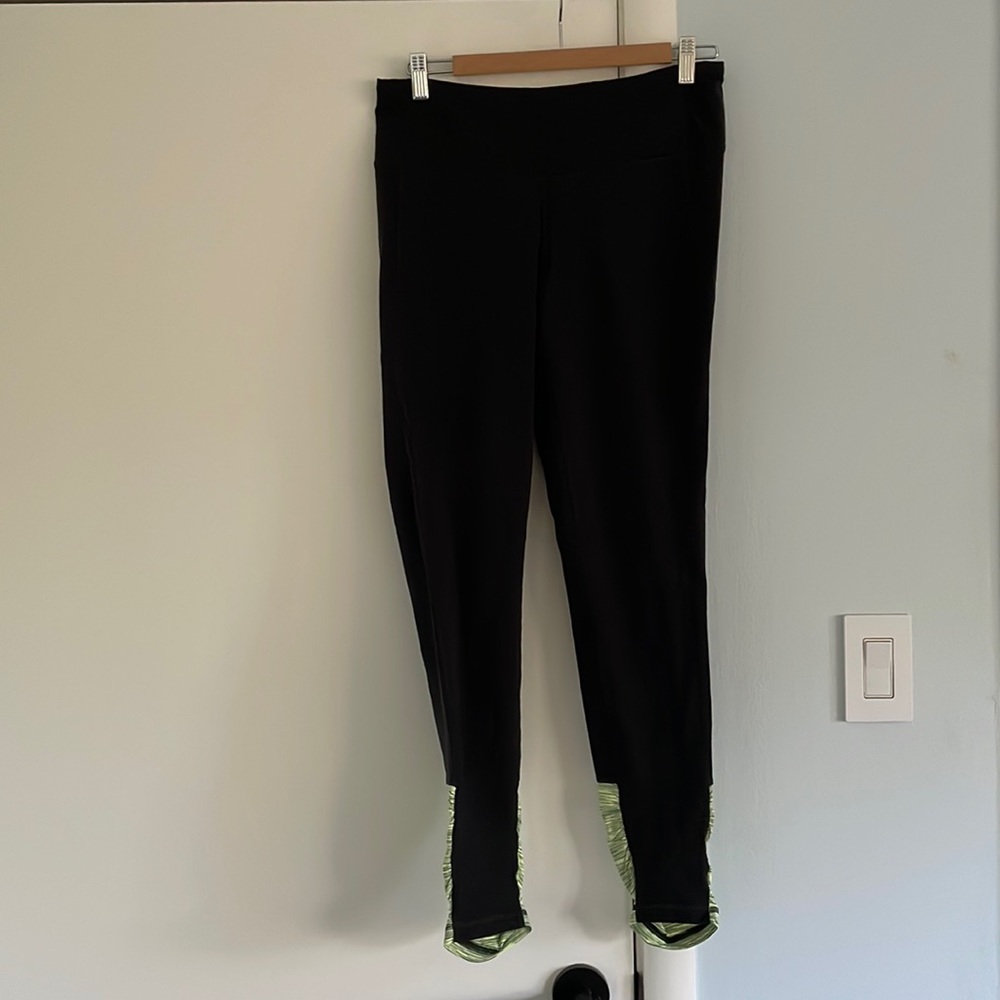 Lucy Black Leggings with Green Accents